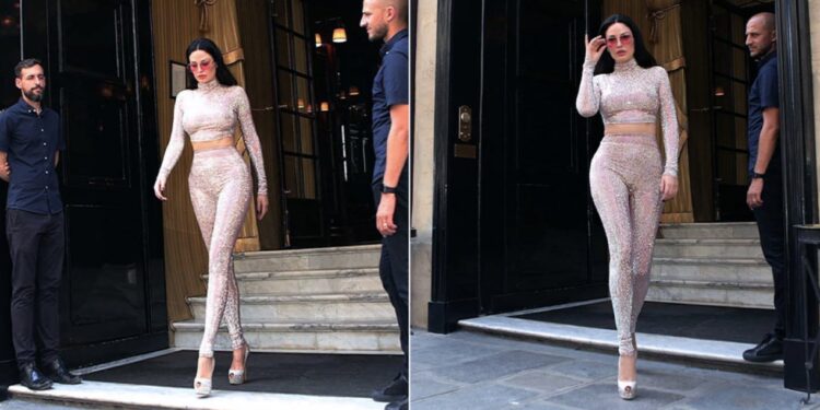 Bleona e tregon krejt trupin në këtë veshje transparente