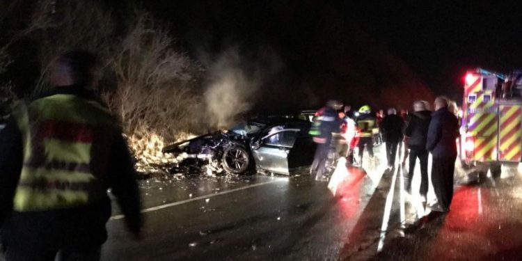 Pamje nga aksidenti në Klinë ku mbetën të lënduar 18 persona