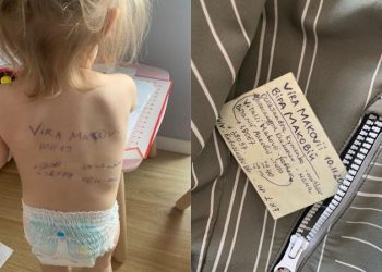 E trishtë! Nëna ukrainase shkruan në shpinën e vajzës të dhënat në rast se ata vriten