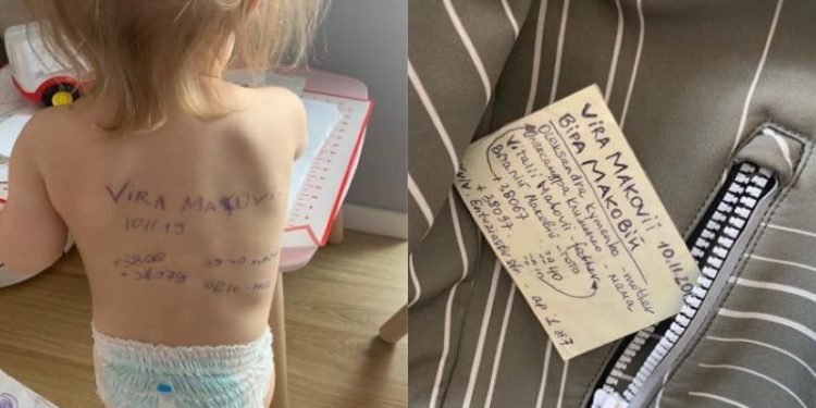 E trishtë! Nëna ukrainase shkruan në shpinën e vajzës të dhënat në rast se ata vriten