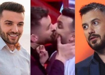 Romeo Veshaj dhe Olsi Bylyku shkëmbejnë puthje në buzë