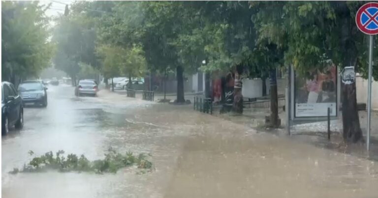 “Çmendet” moti në mes të verës, stuhi e fuqishme me shi, breshër dhe erë përfshin në këtë qytet (VIDEO)