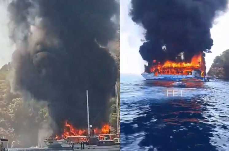 Flakët përfshijnë anijen turistike, pasagjerët hidhen në det për jetën e tyre